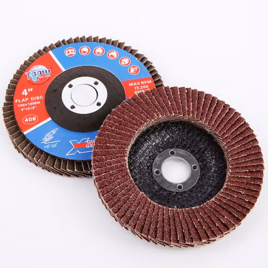 中国工場 4 インチ 100X16mm 酸化アルミニウム赤砂 T27/T29 フラップ ディスク